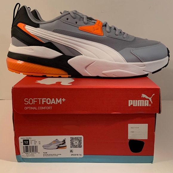 🏀📙 [BRAND NEW] PUMA VIS2K GREY FOG ORANGE MENS SHOES SIZE 12 SNEAKERS 📙🏀 - Picture 2 of 10